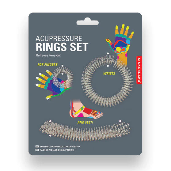 Kikkerland Acupressure Massage Rings for Wrist, Finger & Foot– Set of 3